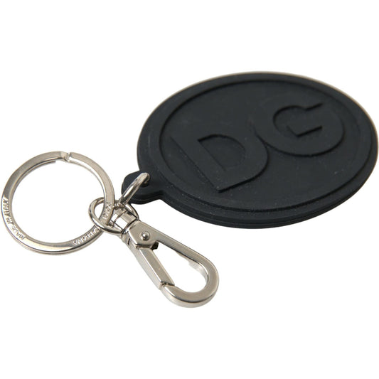 Dolce & Gabbana Elegant Black Rubber and Brass Keychain Dolce & Gabbana Dark Slate Gray