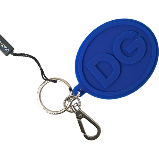 Dolce & Gabbana Chic Brass and Rubber Logo Keychain Dolce & Gabbana Midnight Blue