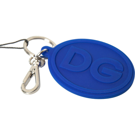 Dolce & Gabbana Chic Brass and Rubber Logo Keychain Dolce & Gabbana Dark Slate Blue