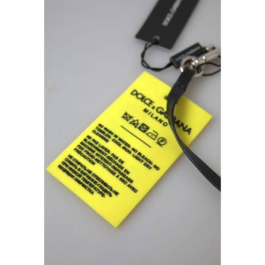 Dolce & Gabbana Chic Yellow Keyring with Logo Hardware Dolce & Gabbana Dark Gray