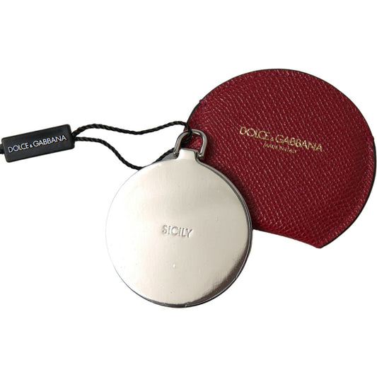 Dolce & Gabbana Chic Red Leather Hand Mirror Holder Dolce & Gabbana Saddle Brown