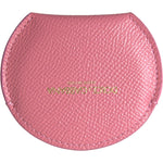 Dolce & Gabbana Pink Calfskin Leather Round Logo Print Hand Mirror Holder SMY101204