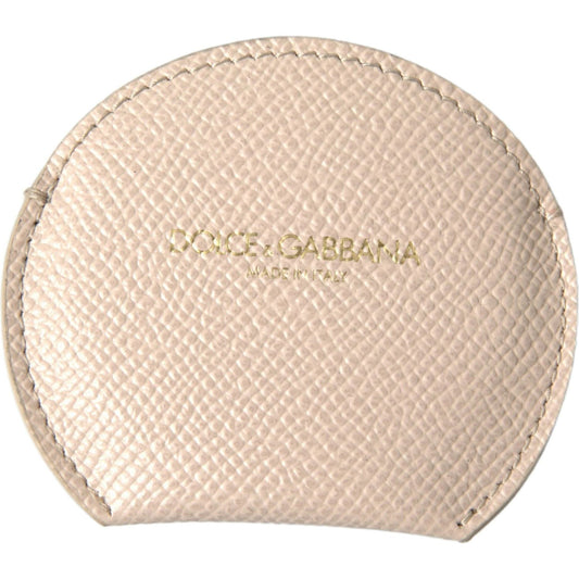 Dolce & Gabbana Elegant Calfskin Leather Hand Mirror Holder Dolce & Gabbana Wheat