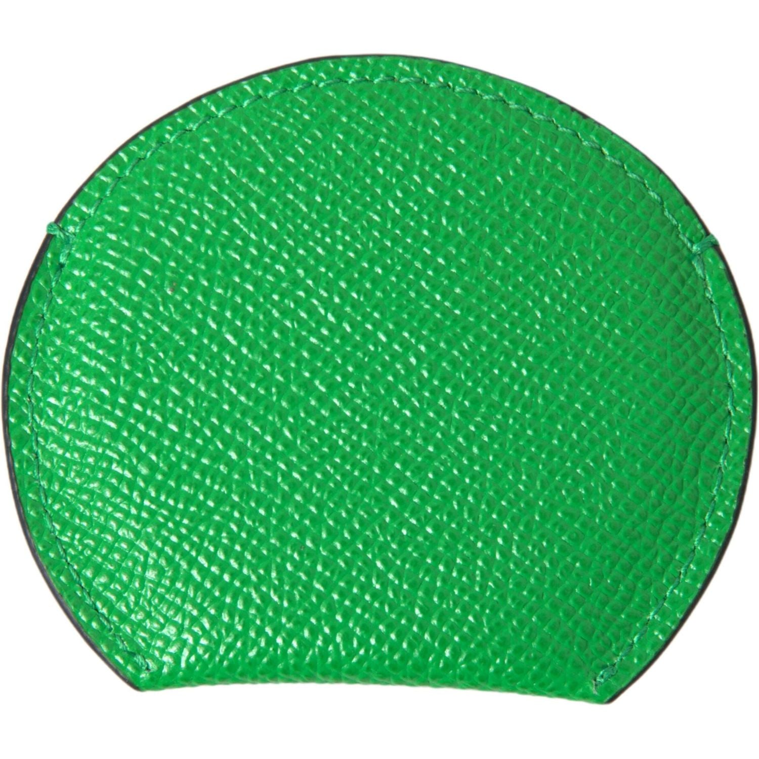 Dolce & Gabbana Green Calfskin Leather Round Logo Hand Mirror Holder