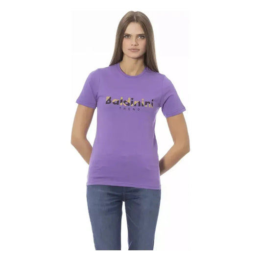 Baldinini Trend Purple Cotton Women T-Shirt Baldinini Trend Light Slate Gray