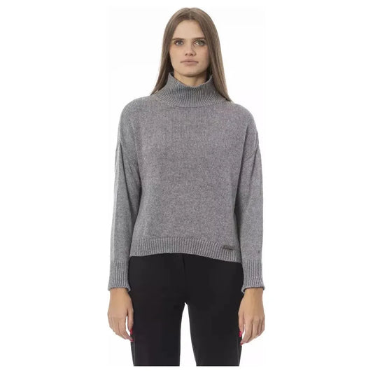 Baldinini Trend Gray Wool Women Sweater Baldinini Trend Slate Gray