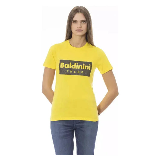 Baldinini Trend Yellow Cotton Women T-Shirt Baldinini Trend Dark Khaki