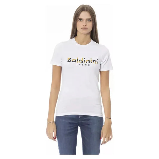 Baldinini Trend White Cotton Women T-Shirt Baldinini Trend Light Gray