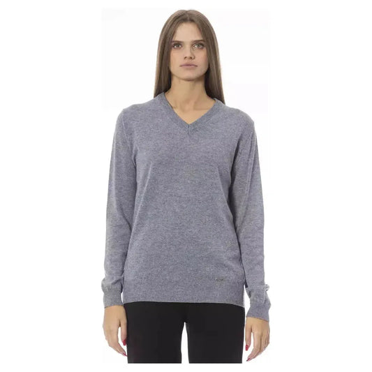 Baldinini Trend Gray Viscose Women Sweater Baldinini Trend Light Slate Gray