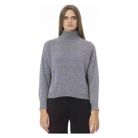 Baldinini Trend Gray Wool Women Sweater Baldinini Trend Light Slate Gray