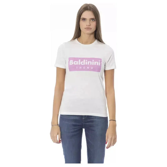 Baldinini Trend White Cotton Women T-Shirt Baldinini Trend Light Gray
