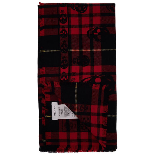 Alexander Mcqueen tartan wool skull scarf in Scarves Hats & Gloves Alexander Mcqueen Black