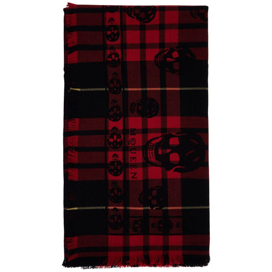 Alexander Mcqueen tartan wool skull scarf in Scarves Hats & Gloves Alexander Mcqueen Black