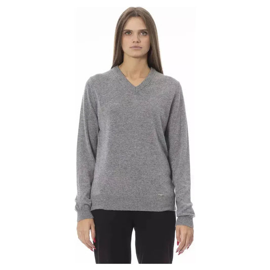 Baldinini Trend Gray Wool Women Sweater Baldinini Trend Light Slate Gray