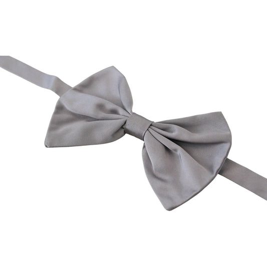 Dolce & Gabbana Elegant Silver Gray Silk Bow Tie Dolce & Gabbana Light Slate Gray