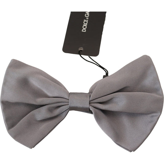 Dolce & Gabbana Elegant Silver Gray Silk Bow Tie Dolce & Gabbana Dim Gray
