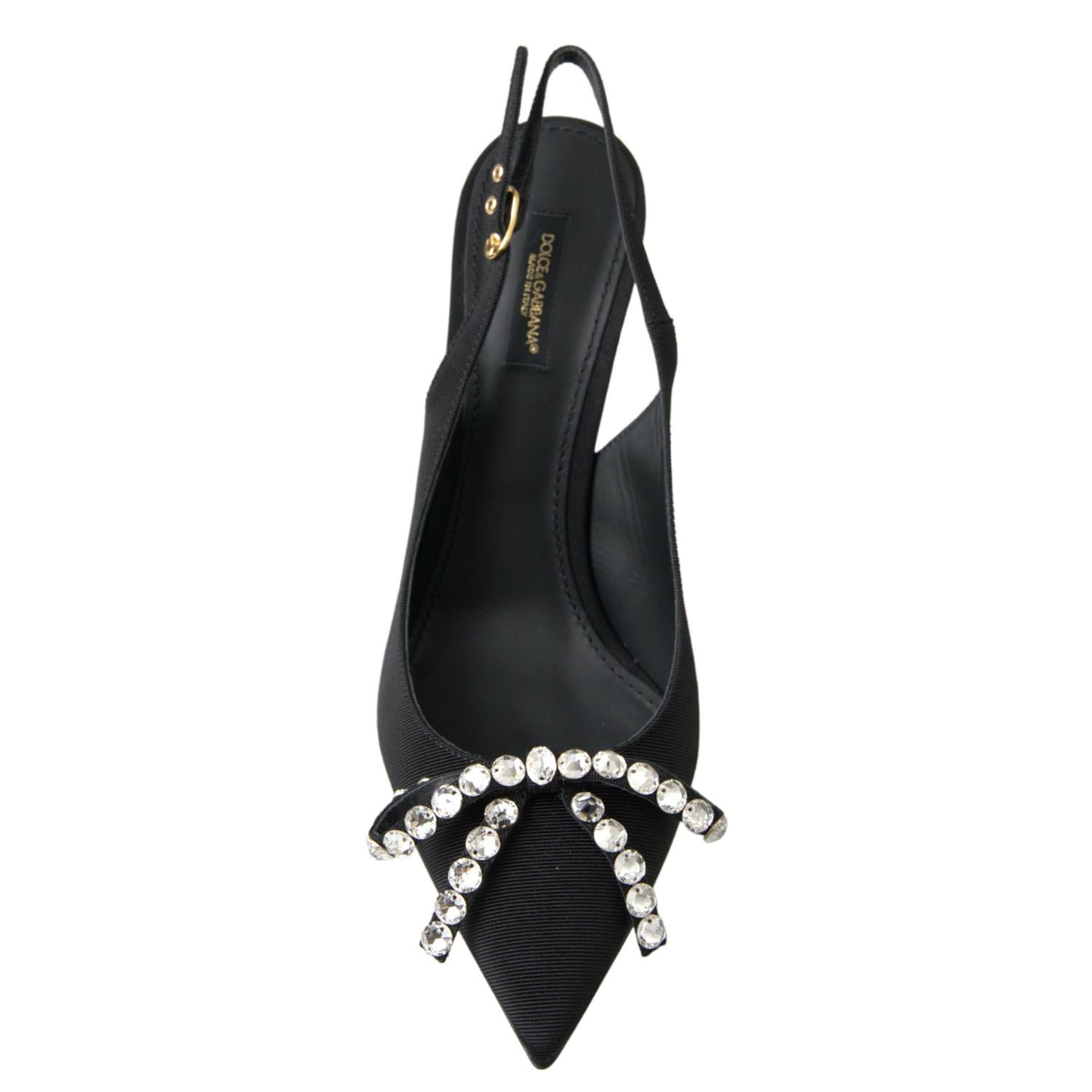 Dolce & Gabbana Black Crystal Embellished Slingback Heel Shoes
