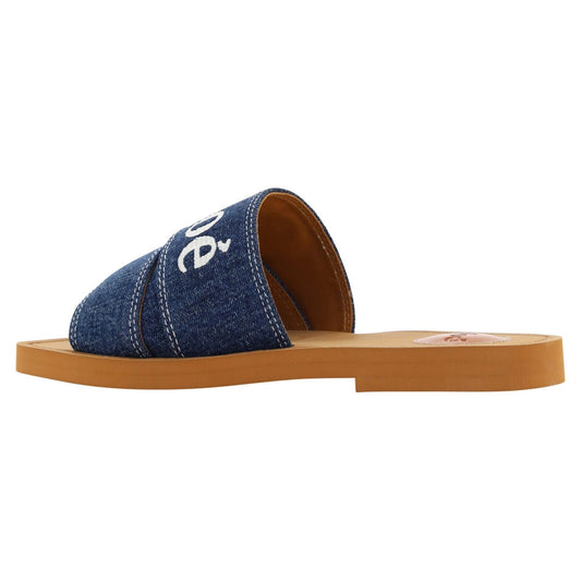 Chloé Sumptuous Cotton Woody Slide Sandals in Denim Blue Chloé Dark Slate Gray