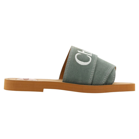 Chloé Elegant Forest Green Cotton Slides Chloé Dim Gray