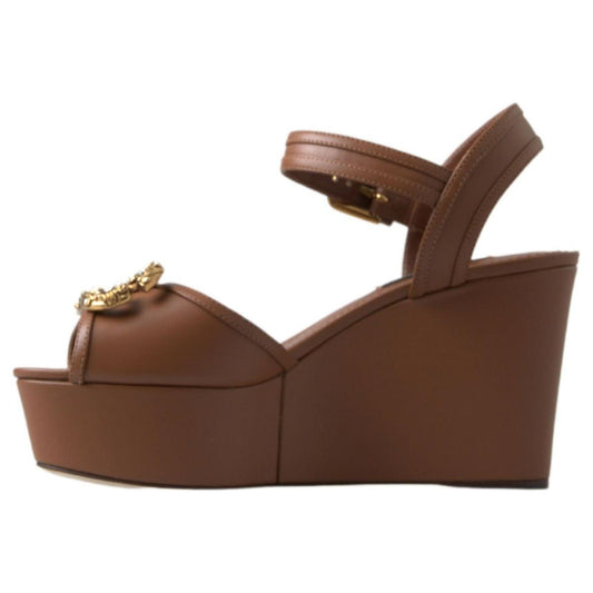 Dolce & Gabbana Dolce & Gabbana Chic Brown Leather Ankle Strap Wedges LA10214-35.5 1728,67345645728,Brown,Dolce & Gabbana,EU35.5/US5,EU35/US4.5,EU36/US5.5,Material: 100% Leather,New with tags,Sandals - Women - Shoes,Shoes,Women,Women - Shoes