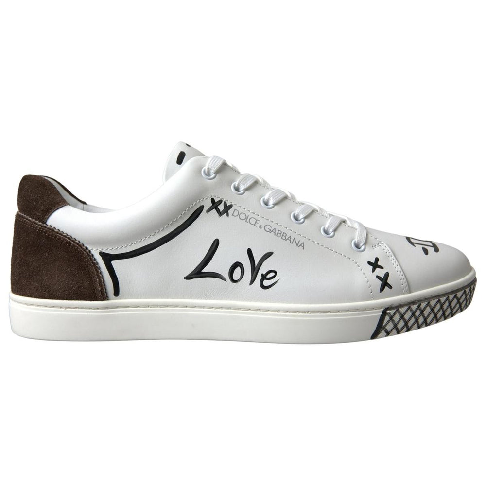 Dolce & Gabbana Sleek White Leather Casual Sneakers Dolce & Gabbana Light Gray