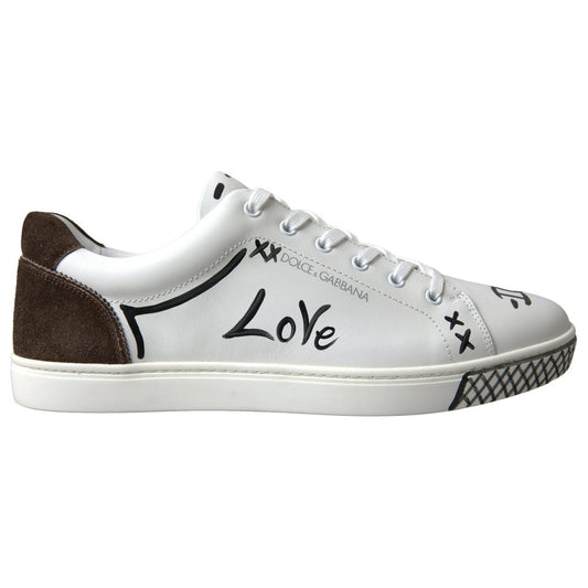 Dolce & Gabbana Sleek White Leather Casual Sneakers Dolce & Gabbana Light Gray
