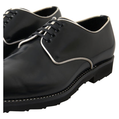 Dolce & Gabbana Black White Leather Formal Shoes