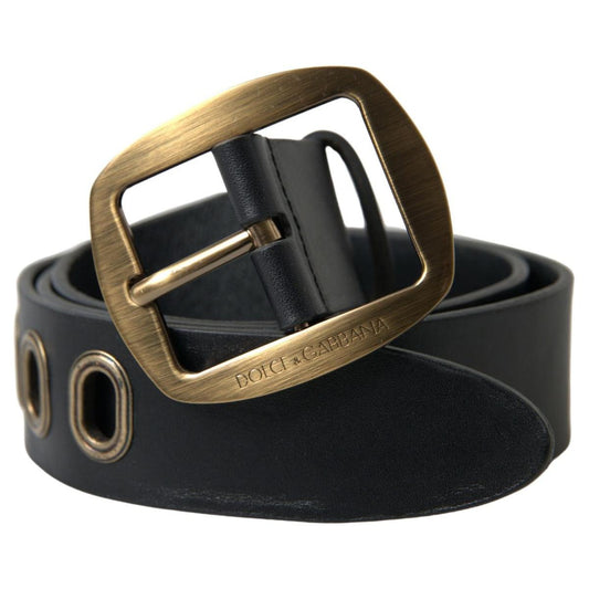 Dolce & Gabbana Sleek Italian Leather Belt with Metal Buckle Dolce & Gabbana Dark Slate Gray