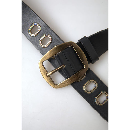 Dolce & Gabbana Sleek Italian Leather Belt with Metal Buckle Dolce & Gabbana Dark Slate Gray