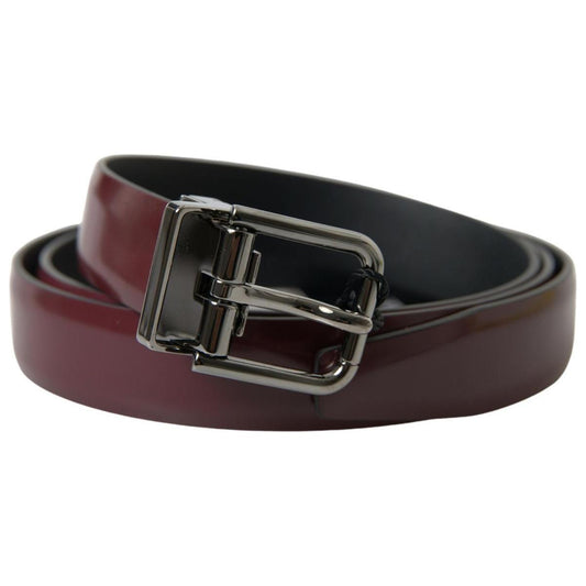 Dolce & Gabbana Elegant Bordeaux Leather Belt with Metal Buckle Dolce & Gabbana Dark Slate Gray