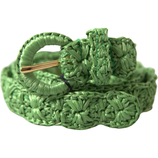 Dolce & Gabbana Elegant Green Viscose Belt with Metal Buckle Dolce & Gabbana Dark Olive Green