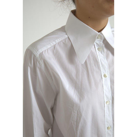 Dolce & Gabbana Elegant White Cotton Collared Top Dolce & Gabbana Gray