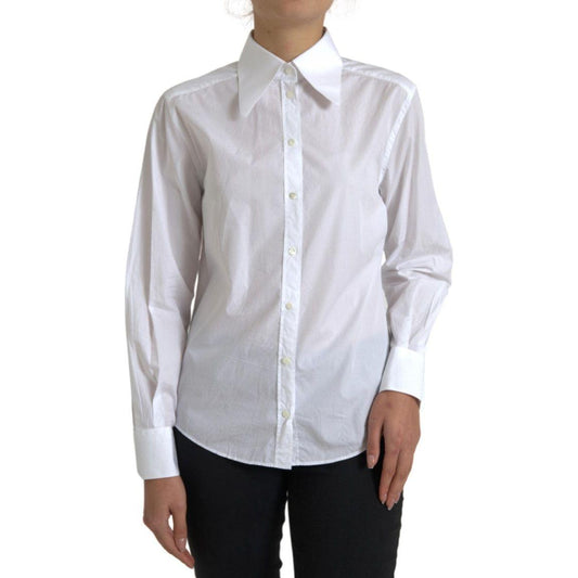 Dolce & Gabbana Elegant White Cotton Collared Top Dolce & Gabbana Gray