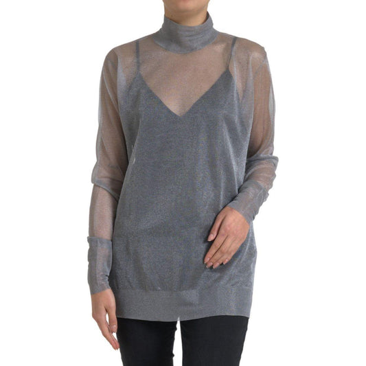 Dolce & Gabbana Elegant Gray Long Sleeve Mesh Top Dolce & Gabbana Dim Gray