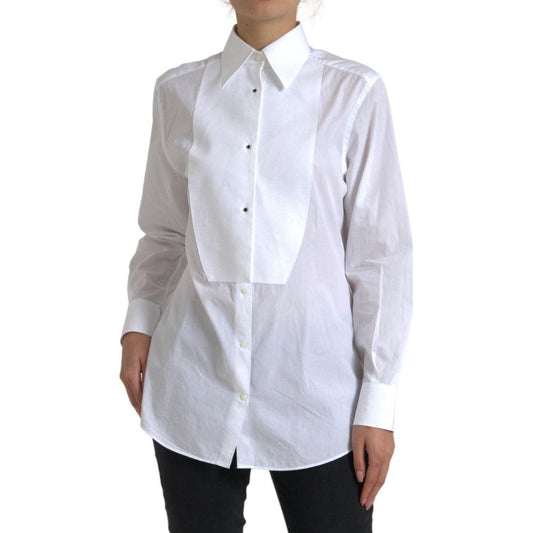 Dolce & Gabbana Elegant White Cotton Poplin Dress Shirt Dolce & Gabbana Light Gray