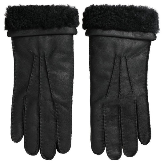 Dolce & Gabbana Elegant Black Leather Winter Gloves Dolce & Gabbana Dark Slate Gray