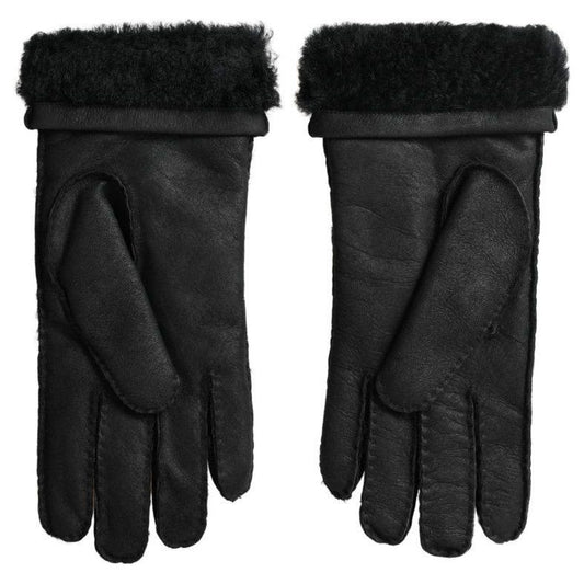 Dolce & Gabbana Elegant Black Leather Winter Gloves Dolce & Gabbana Black