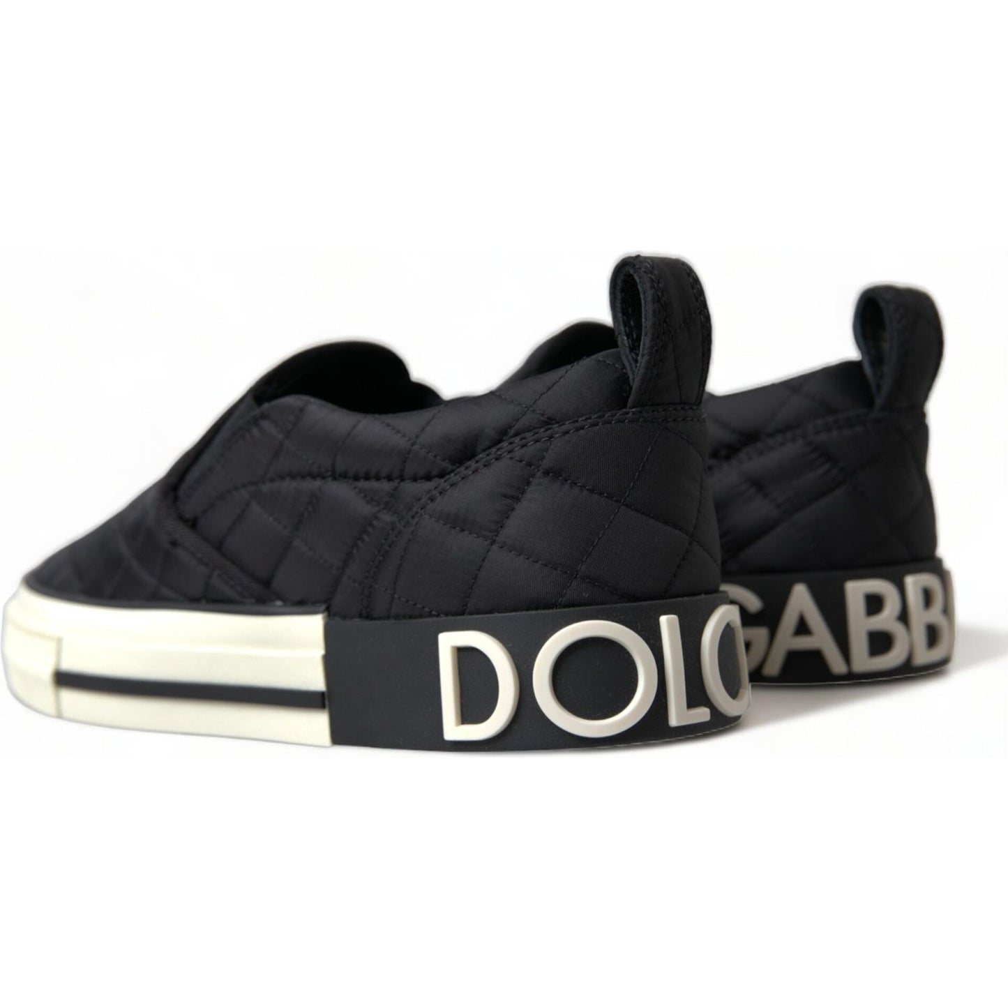 Dolce & Gabbana Black Quilted Slip On Low Top Sneakers Shoes