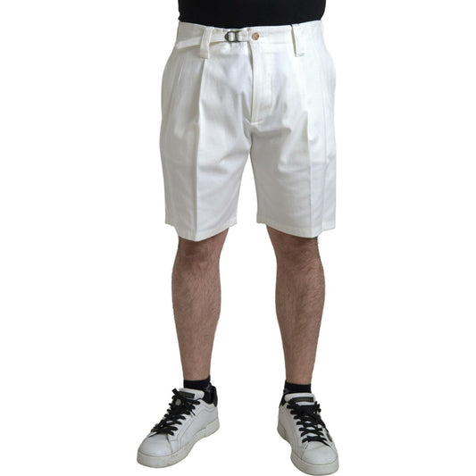 Dolce & Gabbana White Cotton Stretch Men Bermuda Denim Shorts PAN74846-56