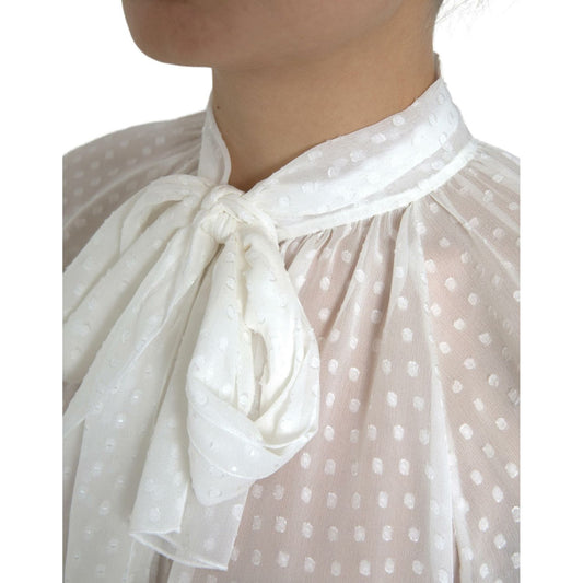 Dolce & Gabbana Elegant Sheer Silk Button-Up Blouse Dolce & Gabbana Gray