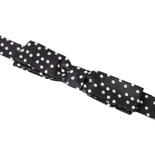 Dolce & Gabbana Elegant Black Silk Bow Tie with Logo Detail Dolce & Gabbana Dark Slate Gray