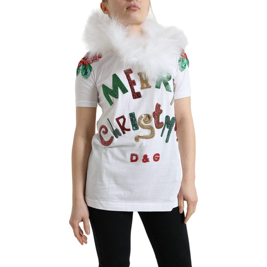Dolce & Gabbana Elegant Sequin Embellished Cotton Tee Dolce & Gabbana Gray
