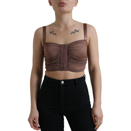 Dolce & Gabbana Elegant Cropped Silk Blend Top Dolce & Gabbana Black