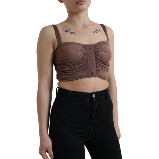 Dolce & Gabbana Elegant Cropped Silk Blend Top Dolce & Gabbana Black