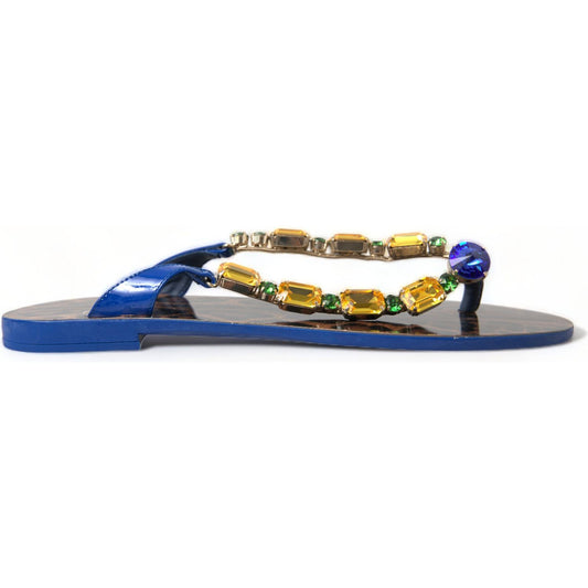 Dolce & Gabbana Dolce & Gabbana Elegant Blue Leather Flat Sandals LA10330-38.5 1728,67345645728,Blue,Dolce & Gabbana,EU35.5/US5,EU35/US4.5,EU36.5/US6,EU36/US5.5,EU37.5/US7,EU37/US6.5,EU38.5/US8,Flat Shoes - Women - Shoes,New with tags,Shoes,Women,Women -