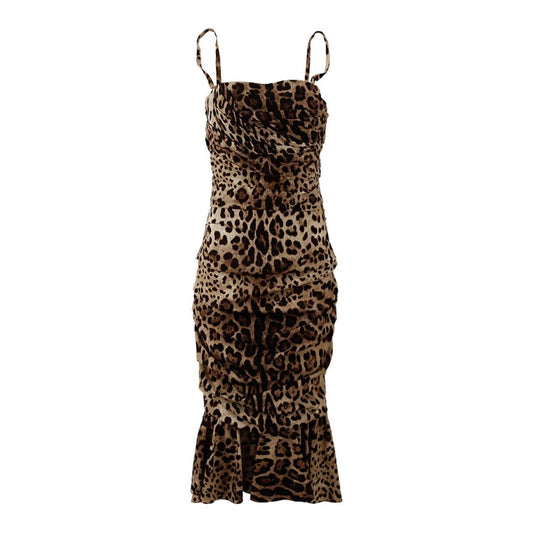 Dolce & Gabbana Elegant Leopard Print Cady Dress Dolce & Gabbana Black