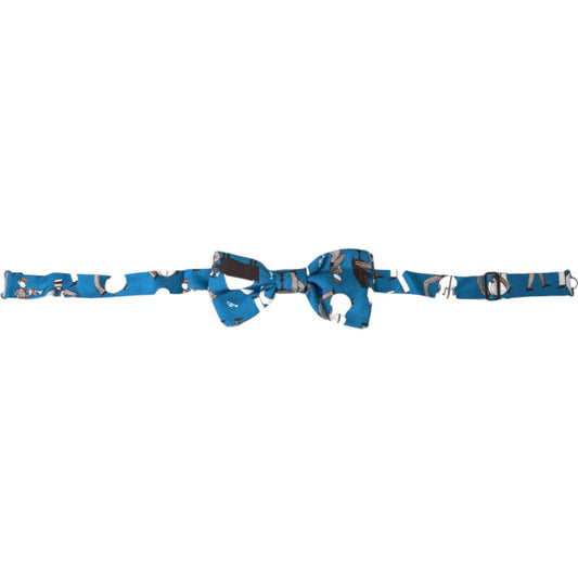 Dolce & Gabbana Elegant Silk Blue Jazz Club Bow Tie Dolce & Gabbana Steel Blue