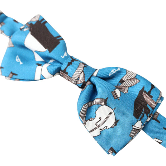 Dolce & Gabbana Elegant Silk Blue Jazz Club Bow Tie Dolce & Gabbana Steel Blue