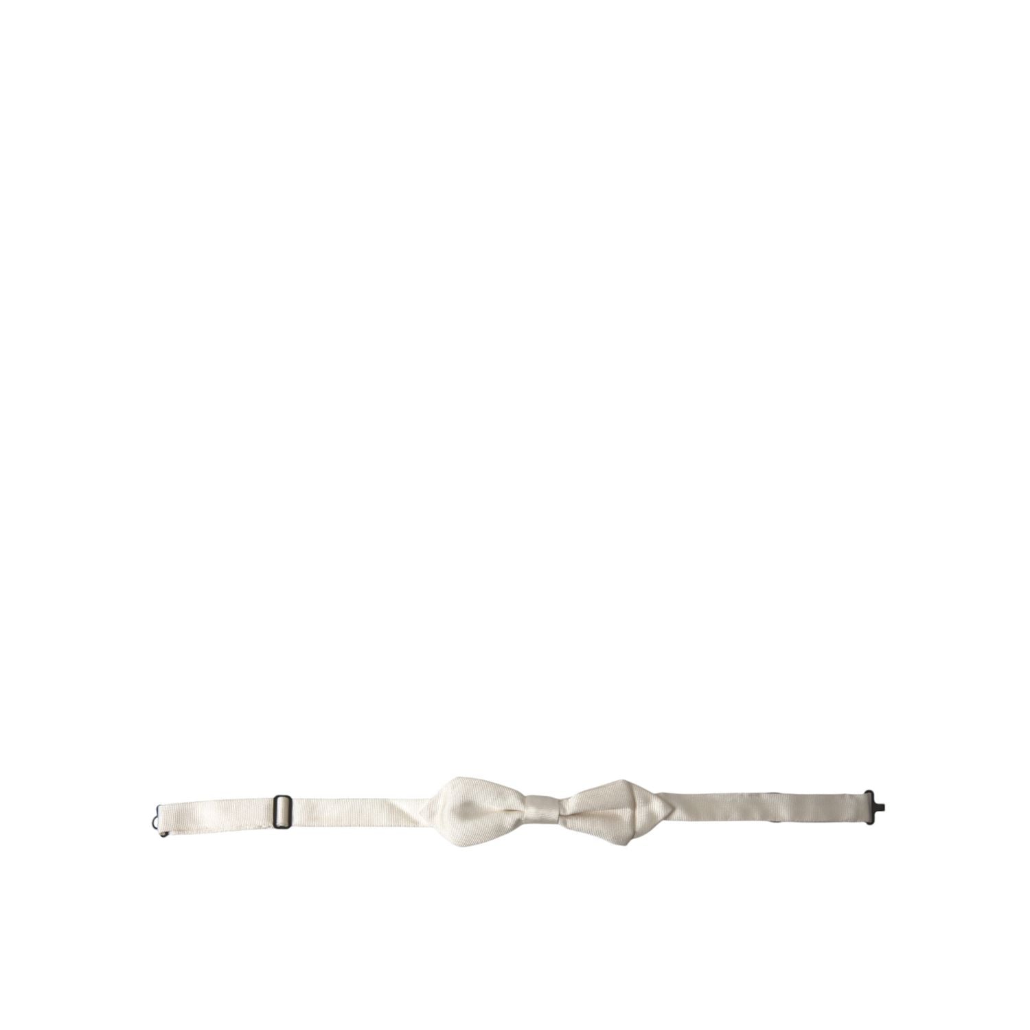 Dolce & Gabbana White Silk Slim Adjustable Neck Papillon Bow Tie