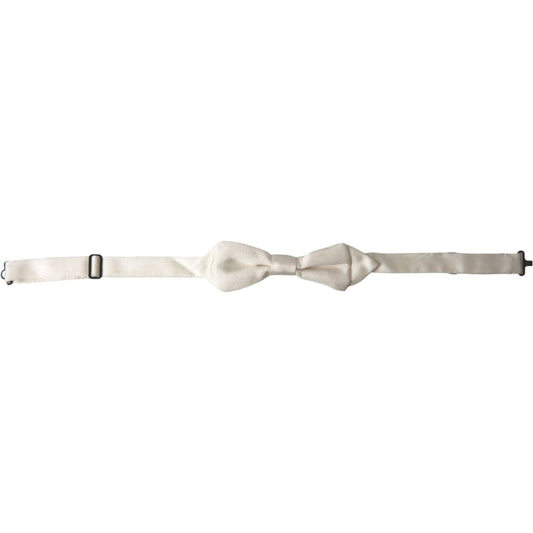 Dolce & Gabbana Elegant White Silk Bow Tie Dolce & Gabbana Light Gray